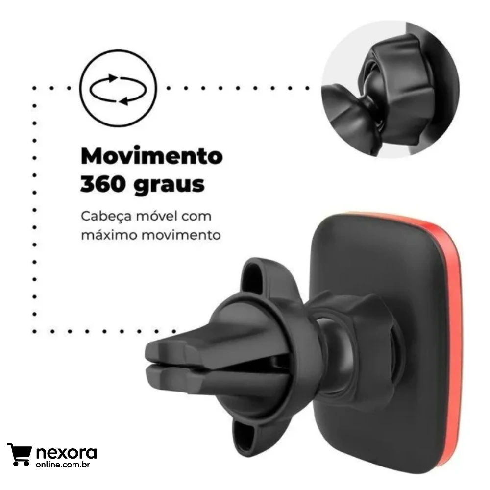 Suporte Veicular Magnético Universal 6 Imãs para Carro Celular Automotivo Base Ajustável 360º GShield Tank Car Preta - Nexora Online