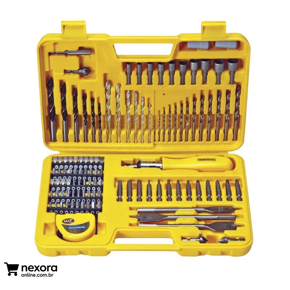 Maleta Plástica 110 Peças com Brocas e Ponteiras para Uso Doméstico Amarelo Tramontina - Nexora Online