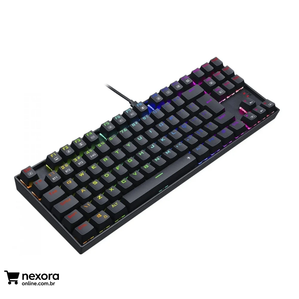 Teclado Redragon Kumara Pro RGB Wireless Preto Switch Blue Português Brasil - Nexora Online